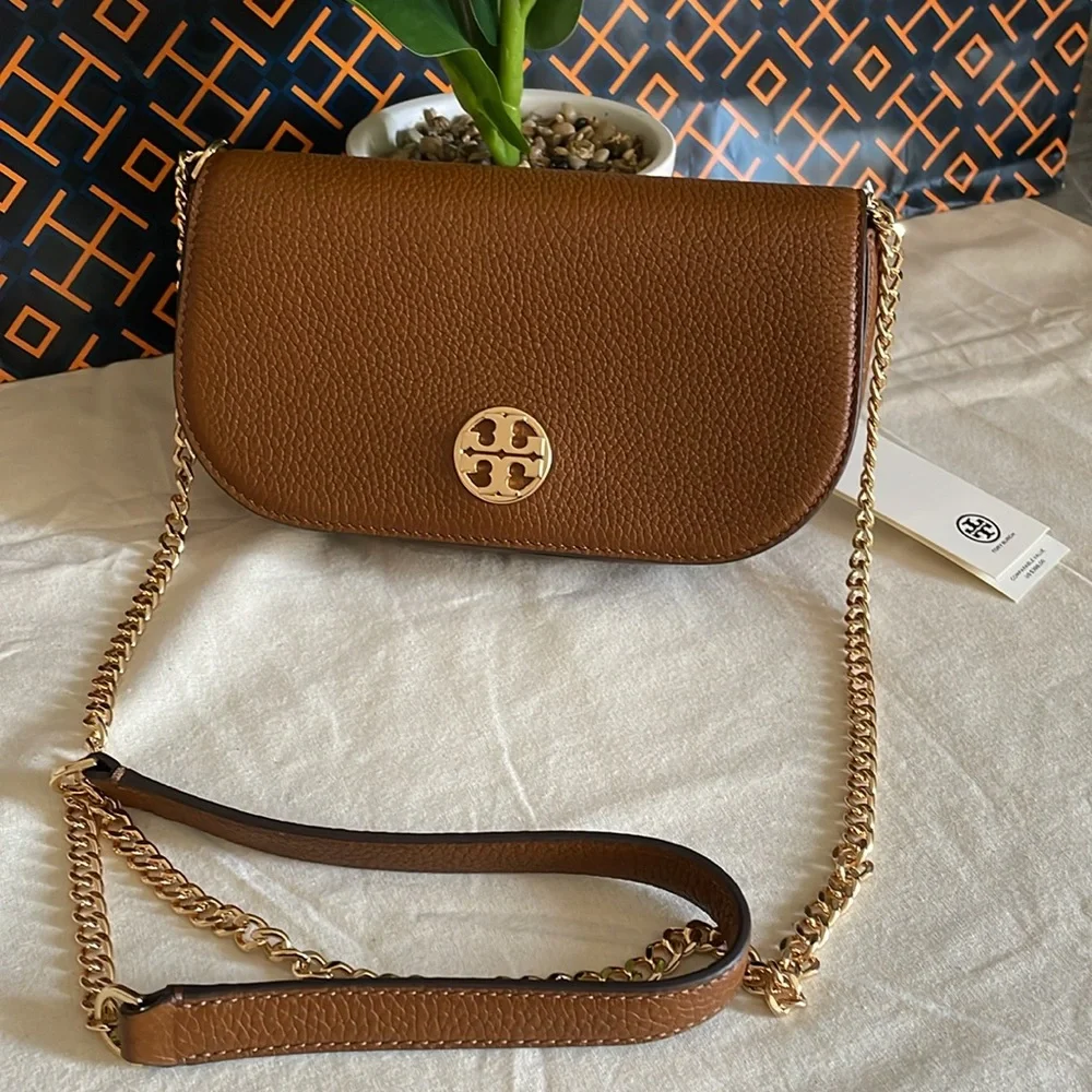 New✨ Tory Burch chelsea pebbled crossbody bag (brown) - Picture 4 of 15